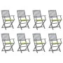 8 Stück klappbare Gartenstühle und Kissen aus massivem Akazienholz von , Gartenstühle - Ref: Foro24-3078273, Preis: 378,10 €,...