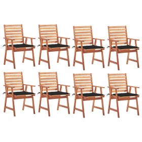 Garden dining chairs and cushions 8 units solid acacia wood by , Garden chairs - Ref: Foro24-3078381, Price: 587,10 €, Discou...