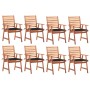 Garden dining chairs and cushions 8 units solid acacia wood by , Garden chairs - Ref: Foro24-3078381, Price: 587,10 €, Discou...