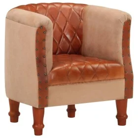 Echtes Ledersofa und massives Mangoholz in Braun. von , Sessel - Ref: Foro24-320603, Preis: 216,21 €, Rabatt: %