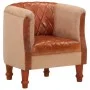 Sillón de cuero auténtico y madera maciza de mango marrón by , Armchairs - Ref: Foro24-320603, Price: 216,21 €, Discount: %