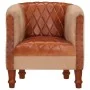 Sillón de cuero auténtico y madera maciza de mango marrón by , Armchairs - Ref: Foro24-320603, Price: 216,21 €, Discount: %