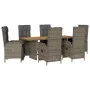 Set comedor jardín 7 pzas y cojines ratán sintético gris by , Garden sets - Ref: Foro24-3213522, Price: 1,00 €, Discount: %