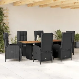 Set de comedor de jardín 7 pzas y cojines ratán sintético negro by , Garden sets - Ref: Foro24-3213520, Price: 1,00 €, Discou...