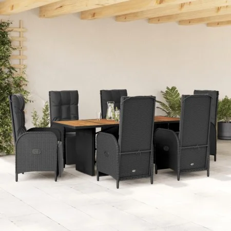 Garten-Essgruppe 7-teilig mit schwarzen Polstern aus synthetischem Rattan. von , Gartensets - Ref: Foro24-3213520, Preis: 1,0...