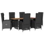 Set de comedor de jardín 7 pzas y cojines ratán sintético negro by , Garden sets - Ref: Foro24-3213520, Price: 891,25 €, Disc...