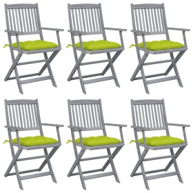 Klappbare Gartenstühle, 6 Stück, Kissen aus massivem Akazienholz von , Gartenstühle - Ref: Foro24-3065433, Preis: 299,68 €, R...