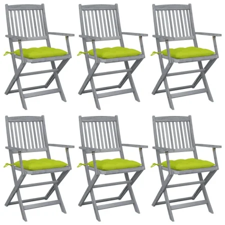 Klappbare Gartenstühle, 6 Stück, Kissen aus massivem Akazienholz von , Gartenstühle - Ref: Foro24-3065433, Preis: 291,49 €, R...