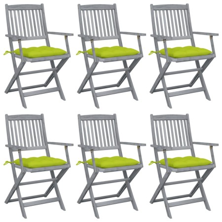 Klappbare Gartenstühle, 6 Stück, Kissen aus massivem Akazienholz von , Gartenstühle - Ref: Foro24-3065433, Preis: 299,68 €, R...
