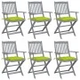 Klappbare Gartenstühle, 6 Stück, Kissen aus massivem Akazienholz von , Gartenstühle - Ref: Foro24-3065433, Preis: 291,49 €, R...