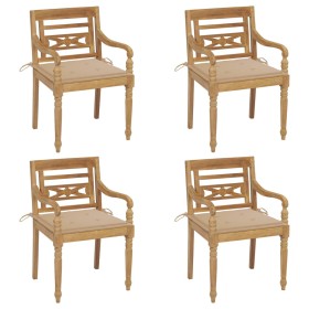 Batavia chairs 4 units solid teak wood with cushions by , Garden chairs - Ref: Foro24-3073298, Price: 505,88 €, Discount: %