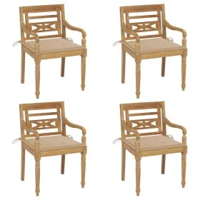 Batavia chairs 4 units solid teak wood with cushions by , Garden chairs - Ref: Foro24-3073298, Price: 495,08 €, Discount: %