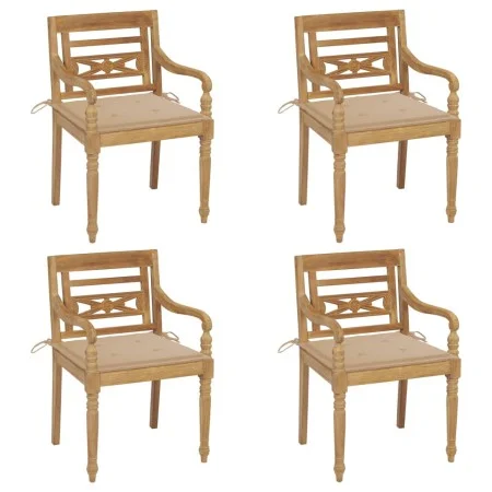 Sillas Batavia 4 unidades madera maciza de teca con cojines de , Sillas de jardín - Ref: Foro24-3073298, Precio: 495,04 €, De...
