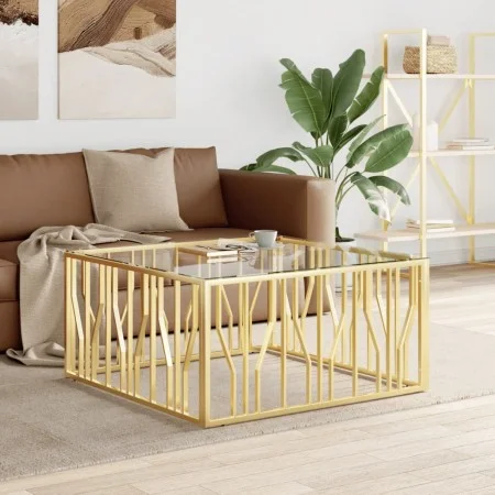 Stainless steel and glass coffee table 100x100x50 cm by , Coffee table - Ref: Foro24-350066, Price: 258,35 €, Discount: %