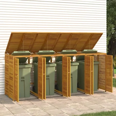 Shed for 4 acacia wood trash cans 280x89x117cm by , Waste container supports - Ref: Foro24-3155241, Price: 630,62 €, Discount: %