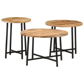 Stackable coffee tables 3 pieces solid mango wood and iron by , Coffee table - Ref: Foro24-371971, Price: 71,17 €, Discount: %
