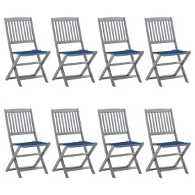 Sillas de jardín plegables 8 uds y cojines madera maciza acacia by , Garden chairs - Ref: Foro24-3078300, Price: 415,64 €, Di...