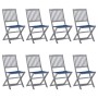 Sillas de jardín plegables 8 uds y cojines madera maciza acacia by , Garden chairs - Ref: Foro24-3078300, Price: 422,30 €, Di...