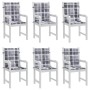 Garden chair cushion low backrest 6 pcs gray plaid fabric by , Cushions for chairs and sofas - Ref: Foro24-314157, Price: 81,...
