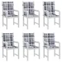Garden chair cushion low backrest 6 pcs gray plaid fabric by , Cushions for chairs and sofas - Ref: Foro24-314157, Price: 74,...