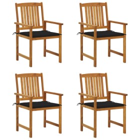 Garden chairs with cushions 4 units solid acacia wood by , Garden chairs - Ref: Foro24-3061182, Price: 328,87 €, Discount: %