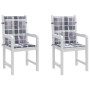Garden chair cushion low backrest 2 pcs gray plaid fabric by , Cushions for chairs and sofas - Ref: Foro24-314155, Price: 28,...