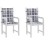 Garden chair cushion low backrest 2 pcs gray plaid fabric by , Cushions for chairs and sofas - Ref: Foro24-314155, Price: 34,...
