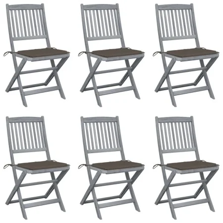 Klappbare Gartenstühle, 6 Stück, Kissen aus massivem Akazienholz von , Gartenstühle - Ref: Foro24-3065442, Preis: 321,23 €, R...