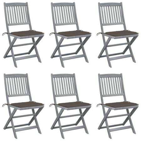 Klappbare Gartenstühle, 6 Stück, Kissen aus massivem Akazienholz von , Gartenstühle - Ref: Foro24-3065442, Preis: 338,12 €, R...