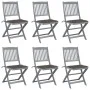 Klappbare Gartenstühle, 6 Stück, Kissen aus massivem Akazienholz von , Gartenstühle - Ref: Foro24-3065442, Preis: 321,23 €, R...