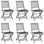 Klappbare Gartenstühle, 6 Stück, Kissen aus massivem Akazienholz von , Gartenstühle - Ref: Foro24-3065442, Preis: 338,12 €, R...