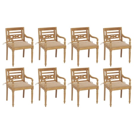 Sillas Batavia 8 unidades madera maciza de teca con cojines de , Sillas de jardín - Ref: Foro24-3073352, Precio: 1,00 €, Desc...