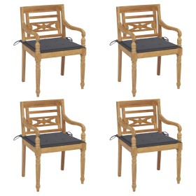 Sillas Batavia 4 unidades madera maciza de teca con cojines de , Sillas de jardín - Ref: Foro24-3073295, Precio: 503,57 €, De...