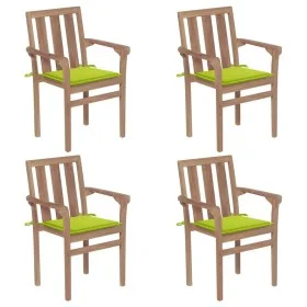 Stackable garden chairs 4 pcs solid teak wood with cushions by , Garden chairs - Ref: Foro24-3073390, Price: 514,61 €, Discou...