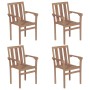 Stackable garden chairs 4 pcs solid teak wood with cushions by , Garden chairs - Ref: Foro24-3073390, Price: 513,66 €, Discou...