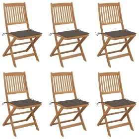 6 Stück klappbare Gartenstühle und Kissen aus massivem Akazienholz von , Gartenstühle - Ref: Foro24-3075002, Preis: 306,61 €,...