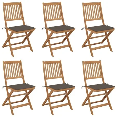 6 pcs folding garden chairs and solid acacia wood cushions by , Garden chairs - Ref: Foro24-3075002, Price: 324,20 €, Discoun...