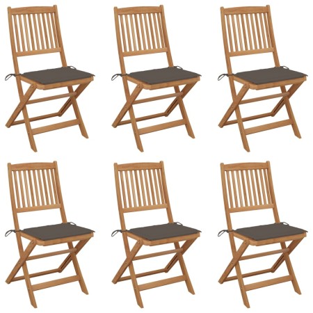 6 Stück klappbare Gartenstühle und Kissen aus massivem Akazienholz von , Gartenstühle - Ref: Foro24-3075002, Preis: 324,58 €,...