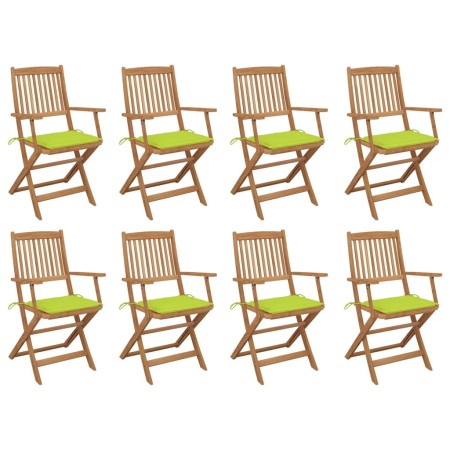 8 pcs folding garden chairs and solid acacia wood cushions by , Garden chairs - Ref: Foro24-3075096, Price: 464,24 €, Discoun...