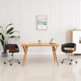 Swivel office chair with curved wood and gray fabric by vidaXL, Office chairs - Ref: Foro24-3054834, Price: 152,42 €, Discoun...