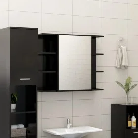 Armario de espejo de baño contrachapada negro 80x20,5x64 cm de vidaXL, Tocadores de baño - Ref: Foro24-802607, Precio: 68,89 ...
