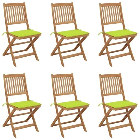 Folding garden chairs 6 units and solid acacia wood cushions by , Garden chairs - Ref: Foro24-3075005, Price: 308,33 €, Disco...