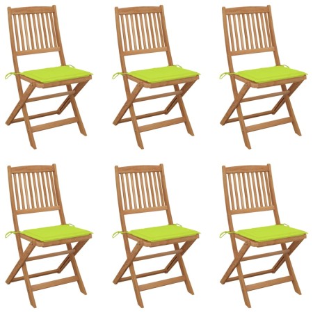 Klappbare Gartenstühle 6 Stück und Kissen aus massivem Akazienholz von , Gartenstühle - Ref: Foro24-3075005, Preis: 325,82 €,...