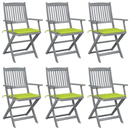 Sillas de jardín plegables 6 uds cojines madera maciza acacia de , Sillas de jardín - Ref: Foro24-3065418, Precio: 304,52 €, ...