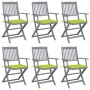 Folding garden chairs 6 pcs with solid acacia wood cushions by , Garden chairs - Ref: Foro24-3065418, Price: 313,14 €, Discou...