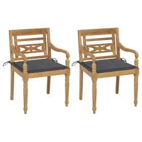 Batavia Stühle 2 Stk. mit massiven Teakholzkissen anthrazitgrau von , Gartenstühle - Ref: Foro24-3062127, Preis: 254,63 €, Ra...