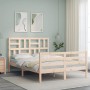 Double bed frame with solid wood headboard by vidaXL, Beds and slatted bases - Ref: Foro24-3194866, Price: 119,25 €, Discount: %