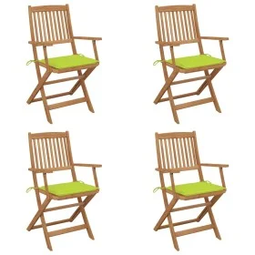 Folding garden chairs 4 units and solid acacia wood cushions by , Garden chairs - Ref: Foro24-3064628, Price: 210,94 €, Disco...