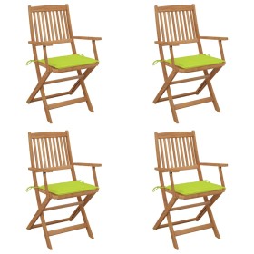 Sillas de jardín plegables 4 uds y cojines madera maciza acacia de , Sillas de jardín - Ref: Foro24-3064628, Precio: 236,52 €...