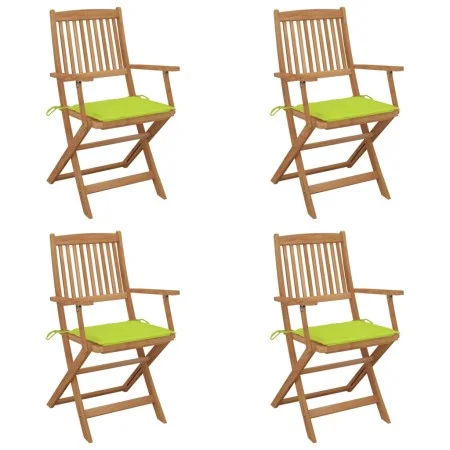 Folding garden chairs 4 units and solid acacia wood cushions by , Garden chairs - Ref: Foro24-3064628, Price: 210,94 €, Disco...
